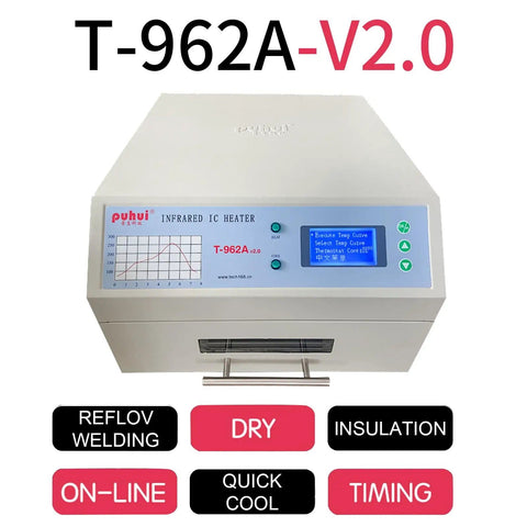 Front view of Automatic Reflow Soldering Machine With Hot Air Circulation And Infrared Heater for PCB SMT BGA Rework.