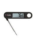 Instant Read Digital Meat Thermometer for Grilling and Tailgating, black with compact folding probe and backlit display