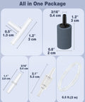 4 Outlet Aquarium Air Pump Quiet Adjustable Oxygen Aerator For Fish Tanks And Ponds package contents with dimensions.
