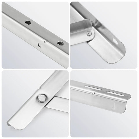 Detail view of Beefy Stainless Steel Mounting Bracket For 9000 To 36000 BTU Condenser Ductless Mini Split Heat Pump Systems Heavy Duty Support.