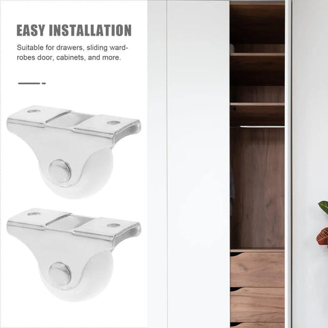 12pcs Directional Caster Wheel Fixed Plate PP Inch White, close-up of installation-friendly caster plate for drawers and cabinets.
