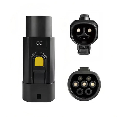 Hella Durable EV Charging Adapter NACS To IEC 62196 Type 2 Connector AC EVSE Plug showing connectors and design details.