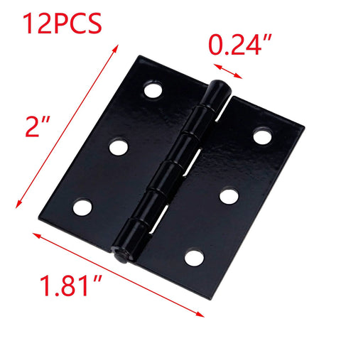 2 Inch Black Iron Door Hinges Set of 12 With Mounting Screws For Cabinets Doors Gates Barns And Interior Use