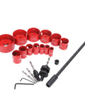 Ultimate 21 Piece HSS Hole Saw Kit For Metalworkers: Fast Cutting 25mm To 3 Inch Drill Set With Extenders And Accessories To Nail Any Project Today, red HSS bi-metal hole saws with drill bits and arbor