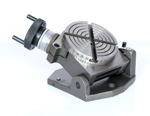 4 Inch Tilting Rotary Table For Milling 0 To 90 Degree Tilt, 360 Degree Graduated Dial, 1 To 36 Worm Gear Ratio, 100 MM Table, M6 Clamp Kit