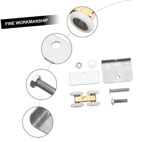 Replace Rattling Janky Doors Fast With Heavy Duty Sliding Rollers Whisper Quiet Track Pulleys For Barn Cabinet Glass Doors Adjustable glides and hardware components.