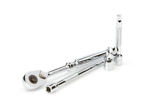 1/4 Inch Drive 6-Point Socket And Ratchet Set, 55-Piece With Standard And Deep Sockets In Inch And Metric Sizes, displayed on white background