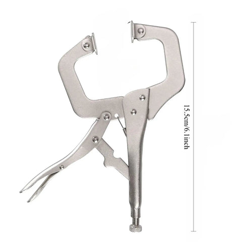 6 Inch C Clamp Locking Pliers With Swivel Pads For Woodworking And Welding, Heavy Duty Adjustable Jaw Clamp Tool For Metalworking And Repair, Nickel Plated Grip For Secure Non Slip Holding, 15.5cm