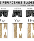 Garden grafting tool kit with 3 replaceable double-edged blades for U-cut, V-cut, and Omega-cut grafts