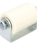 Adjustable Gate Roller Guide For Sliding Gates With L Shape Bracket Nylon Wheel Set In White 3.1 Inch Wheel, steel and nylon material