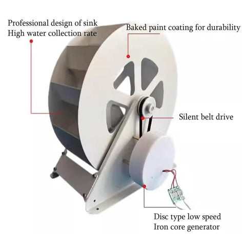 50W To 100W Portable Water Turbine Generator With Low Speed Belt Drive Quiet Hydro Power For Off Grid Homes Ponds Rivers And Small Waterways 1-35V Output side view
