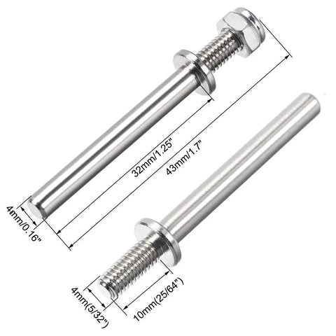 Beefy Steel Landing Gear Drive Shaft Axle For RC Airplane With Nuts Five Thirty Second Inch Diameter By One Point Seven Inch Length Includes Two Pack Durable RC Parts Upgrade, showing two steel axles with measurements