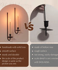 Rock Solid Black Iron Wall Candle Sconces Set Of Two, modern farmhouse style with solid iron holders and smooth surface.