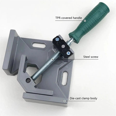 Heavy Duty Right Angle Clip Clamp Featuring Knockout Grip Stays Put For Woodworking Jigs Welding Fixtures And Photo Frame Sweet Home Shop Build Projects with TPR handle and steel screw.