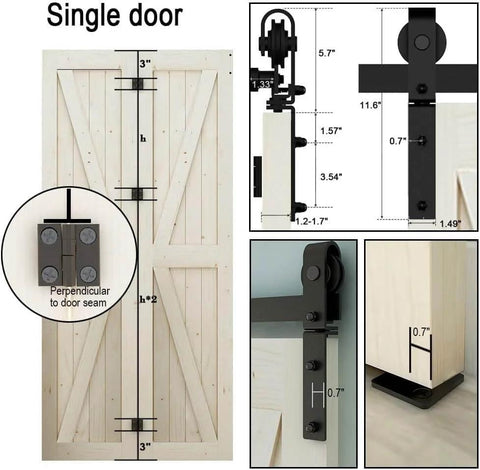 Bi Folding Sliding Barn Door Hardware Kit For Double 16 Inch Bifold Doors, wall mount rollers, track close-up, single door view