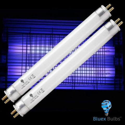 Two Pack 6W F6T5BL Black Light Fluorescent Tubes G5 Base 9 Inch Full Length Replacement Bulbs For DT2000XL, DT2000XLP And DT3012