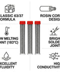 3 Pack Solder Wire 0.6mm 27g 63 37 Tin Lead Rosin Core For Electronics Soldering And Repairs with product features highlighted