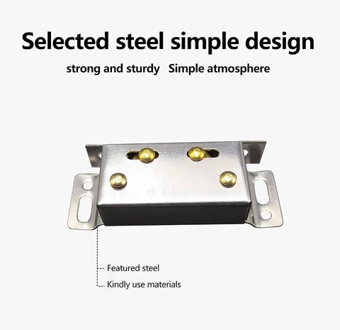 Push To Open Cabinet Latch Set 2 Pack Stainless Steel Silver Double Roller Door Catch shown in close-up view