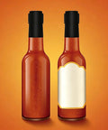 Top Shelf Black Shrink Bands For Bottles And Jars Hella Secure Tamper Proof Sealing Sleeves Sixty Five By Sixty Millimeter Dimensions Two Hundred Count Bulk Wrap on two sauce bottles.