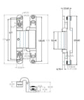 Technical drawing of Two Way Adjustable Concealed Door Hinge For Rebate Doors 180 Degree Opening Die Cast Zinc Alloy Built Tough Heavy Duty