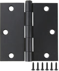30 Pack Matte Black 3.5 Inch Door Hinges With Square Corners, Heavy Duty Interior Exterior Door Hardware, 6 Holes, Includes Free Screws