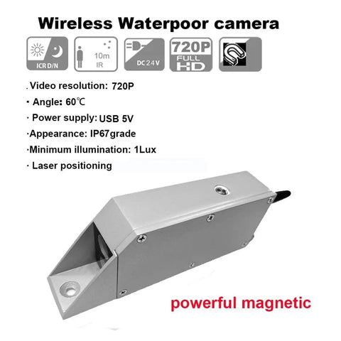 Wireless Forklift Camera System with Killer Clarity Night Vision 7 Inch Monitor IP69 Waterproof Setup showing a 720P waterproof camera design.