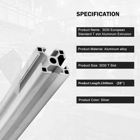 4 Pack 1500mm 30x30 Aluminum T Slot Extrusion In Silver European Standard 30 Series Heavy Duty DIY Framing For Custom Machines And Projects For Modular Builds, Easy Assembly, And Robotics Friendly Framing For CNC Projects; silver 3030 profile