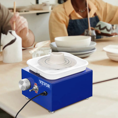 Awesome Mini Pottery Wheel Kit For Kids And Beginners With Two Turntables 2.6In And 3.9In on a table in use