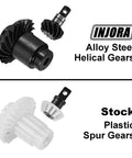 Beefed Up 12/24T Steel Alloy Stock Gear Set And 12/20T Overdrive Helical Gear Kit comparison with plastic gears