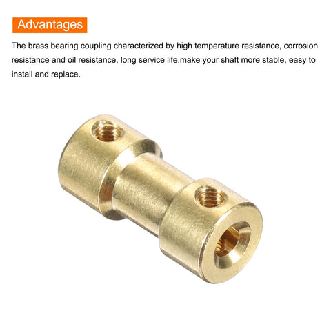 Brass Shaft Coupling 4mm to 5mm 2 Pack With Screws and Hex Wrench Flexible Motor Shaft Connector, close-up view