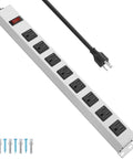 Beefy Metal 8 Outlet Power Strip Surge Protector With 6 Ft Cord Long Lasting White Metal Shell Anti Rust Durable Strip With Wide Spaced Sockets For Home Office Garage Overload Protection Fire Resistant Build wall-mounted with 8 outlets and cord