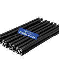4 Pack 4040 T Slot Aluminum Extrusion 200mm Black Rails For DIY CNC And 3D Printer Frames, High Strength 40x40 Aluminum Profile With Easy Fit T Slot, Great For Robotics, Machine Projects. Black 4040 T-slot aluminum extrusion 200mm 4-pack, angled view