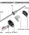 Top Notch C5 Lead Screw SFA2010 Kit With Custom Length RM2010 Ball Nut Housing End Support Coupler 300mm Machined Ends, component parts