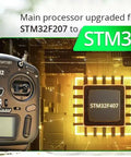 Dope Compact Pro Radio Transmitter With Hall Gimbals And ELRS CC2500 upgrade to STM32F407 shown beside microchip