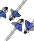 Pro Grade Bevel Edge Router Bit Set 4Pcs One Quarter Inch Shank 45 Degree Chamfer Bits With Top Bearing For Clean Bevels