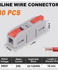 Lever Wire Connector Set Bulk 30 Piece Mini Quick Connectors Push In 1 In 1 Out Butt Splice Inline Terminals For 24 12 AWG