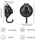 Heavy Duty Vacuum Cup Hooks Set No Drill No Holes Removable Suction Hooks for Kitchen Bathroom Restroom Black Finish 2 Pack