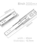 Diagram of Whisper Quiet 3-Section Full Extension Drawer Runners With Ball Bearing Telescoping Rails, 8 Inch Stainless Steel
