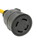 Close-up of Heavy Duty NEMA 5-15 to L14-30 Locking Power Cord, 8 Inch, 12 AWG SJTW Copper Conductors, UL Listed