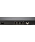Top Notch 12 Port Poe Network Switch With Rock Solid Gigabit Ethernet Ports Plug And Play Direct To Rack Cabinet front view.