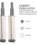 Push To Open Cabinet Latches 4 Pack For Doors And Drawers, Iron And Plastic Hardware, visible craftsmanship details