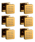 Six Piece Adjustable Massage Body Shower Jets In Wall Shower System With Independent Flow Control polished gold square jets