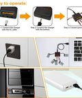 Instruction steps for 5in1 USB Charger For RC Planes And Spare Parts setup with AC, USB, and battery connections.