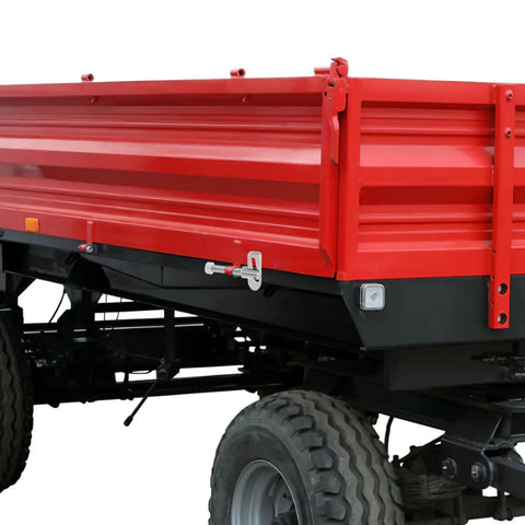 Heavy Duty T-Shaped Alloy Trailer Quick Release Lock Pin M8 securing a red trailer for transport stability.
