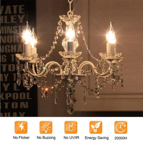 Warm White Flame Tip Chandelier LED Bulbs 4W E12 Base 40W Equivalent 400 Lumens Not Dimmable in ornate chandelier