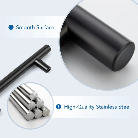 Smooth surface of high-quality stainless steel Thirty Pack Four Inch Hole Center Cabinet Pulls Matte Black Finish Six And Three Eighths Inches Overall Length Kitchen Cabinet Hardware Handles For Cabinets And Drawers Durable Construction And Easy Installation For Long Lasting Performance