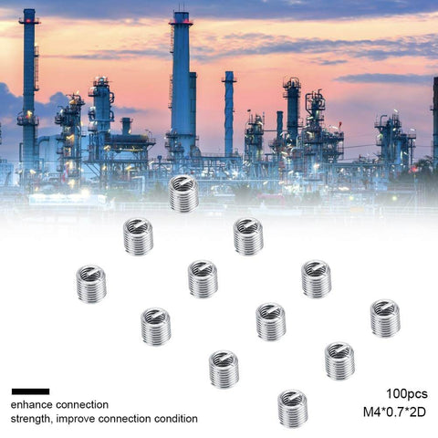 100 Pcs M4 Stainless Steel Helicoil Thread Repair Inserts Kit For Stripped Aluminum Engine Block Threads Wire Inserts