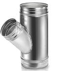 Straight Up Heavy Duty 6 To 4 Inch Branch Y Shaped Ducting Connector featuring 45 Degree Galvanized Splitter for ventilation.
