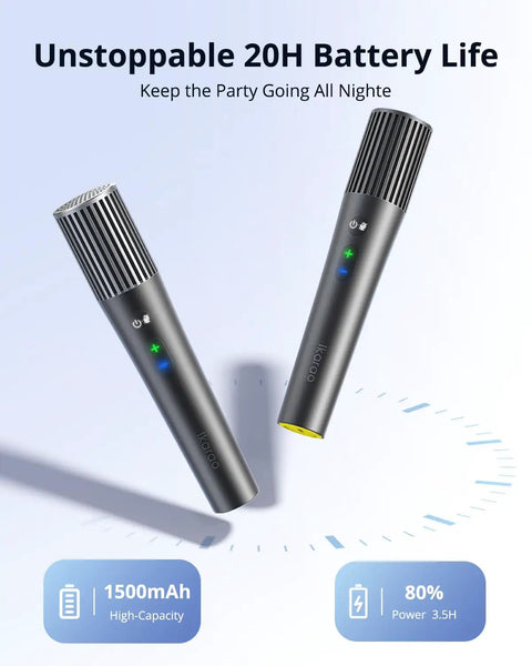 Wireless Karaoke Microphone Set With Dual Channel Receiver And UV Self Cleaning Storage Case, 2 Handheld Dynamic Mics, 20h Battery