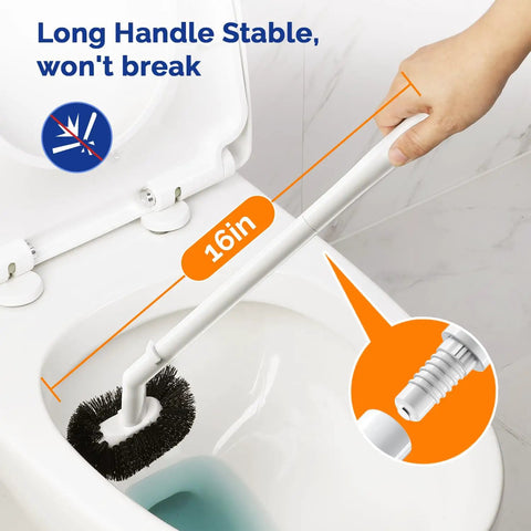 Toilet Plunger And Bowl Brush Combo With Heavy Duty Rubber Head For Drain Clog Removal, 16in handle, curved bristle design